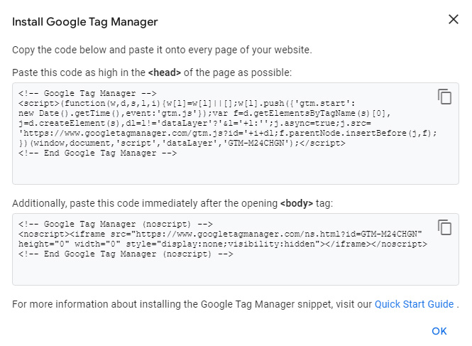Google Tag Manager Installation