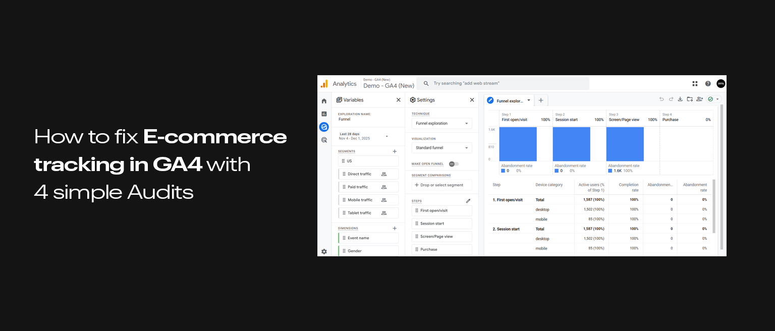How to Fix Ecommerce Tracking in GA4 with 4 Simple Audits